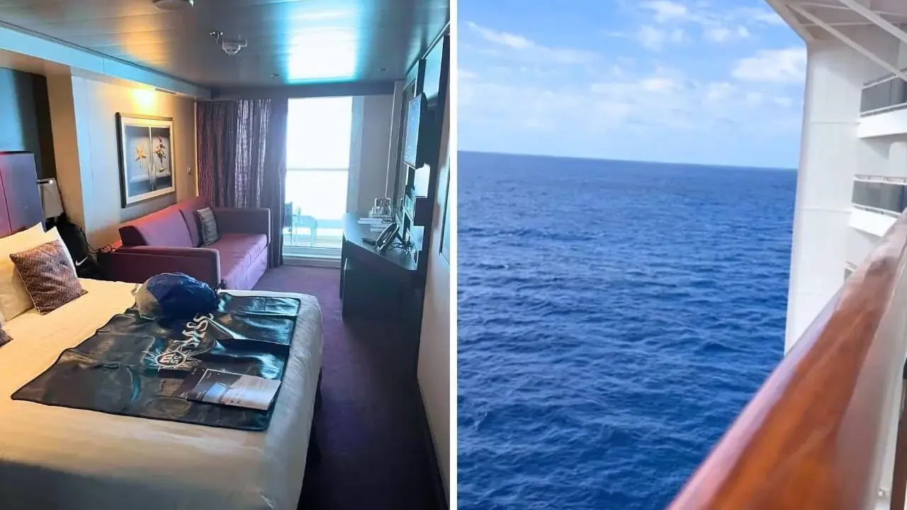 Cabine da evitare: il balcone offre una vista sul mare, ma l'interno è poco invitante.