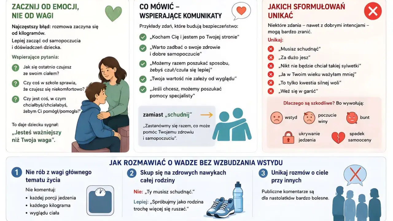 Jak rozmawiać z dziewczyną o wadze? Skup się na emocjach, zdrowiu i samopoczuciu, unikaj oceniania wyglądu.