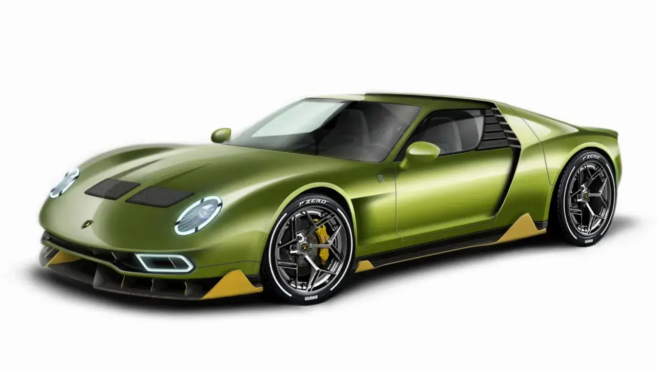 Grüner Lamborghini Miura mit V12-Motor, ein Meisterwerk der Ingenieurskunst.