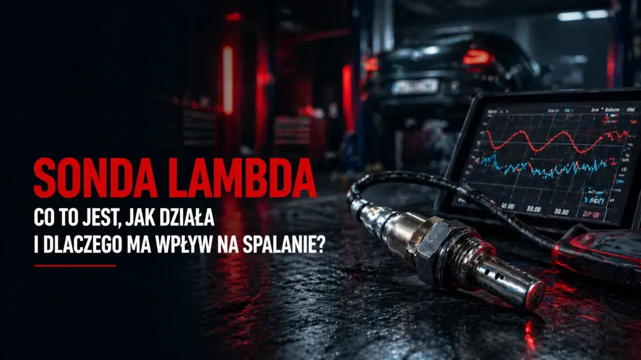 Sonda lambda: co to jest, jak działa i dlaczego ma wpływ na spalanie? Widok warsztatu samochodowego z częścią i ekranem diagnostycznym.