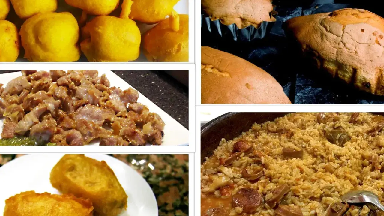 Bocados dorados, bizcochos esponjosos, carne guisada y un arroz con chorizo. Un festín de comida típica zamora.