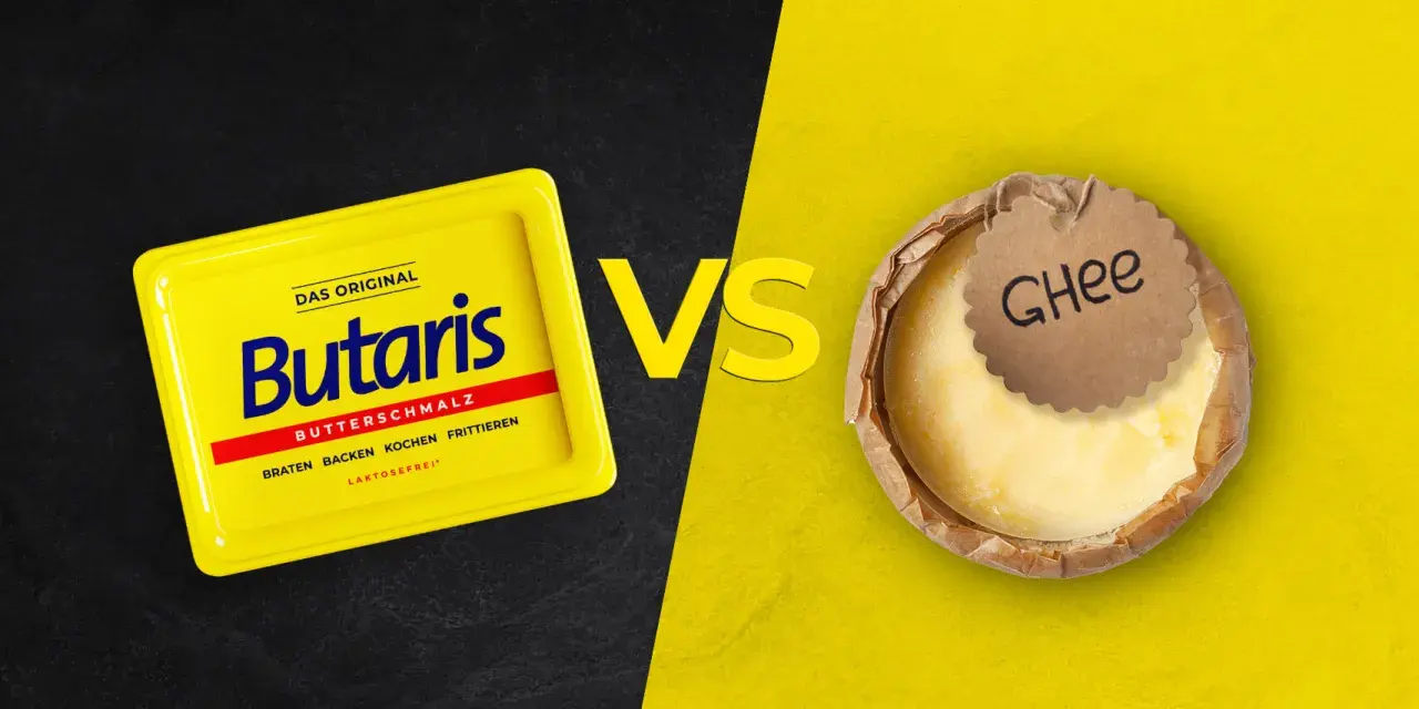 Butaris Butterchmalz vs. Ghee: Welcher ist der bessere Ghee Ersatz für Braten, Backen und Kochen?