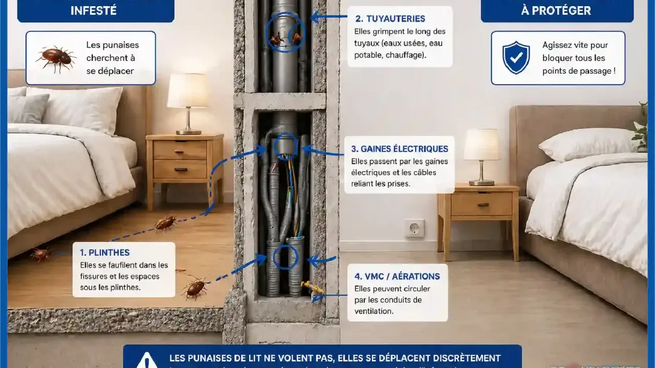 Les punaises de lit, une menace pour le locataire, se faufilent dans les plinthes, gaines électriques et tuyauteries. Protégez votre appartement !