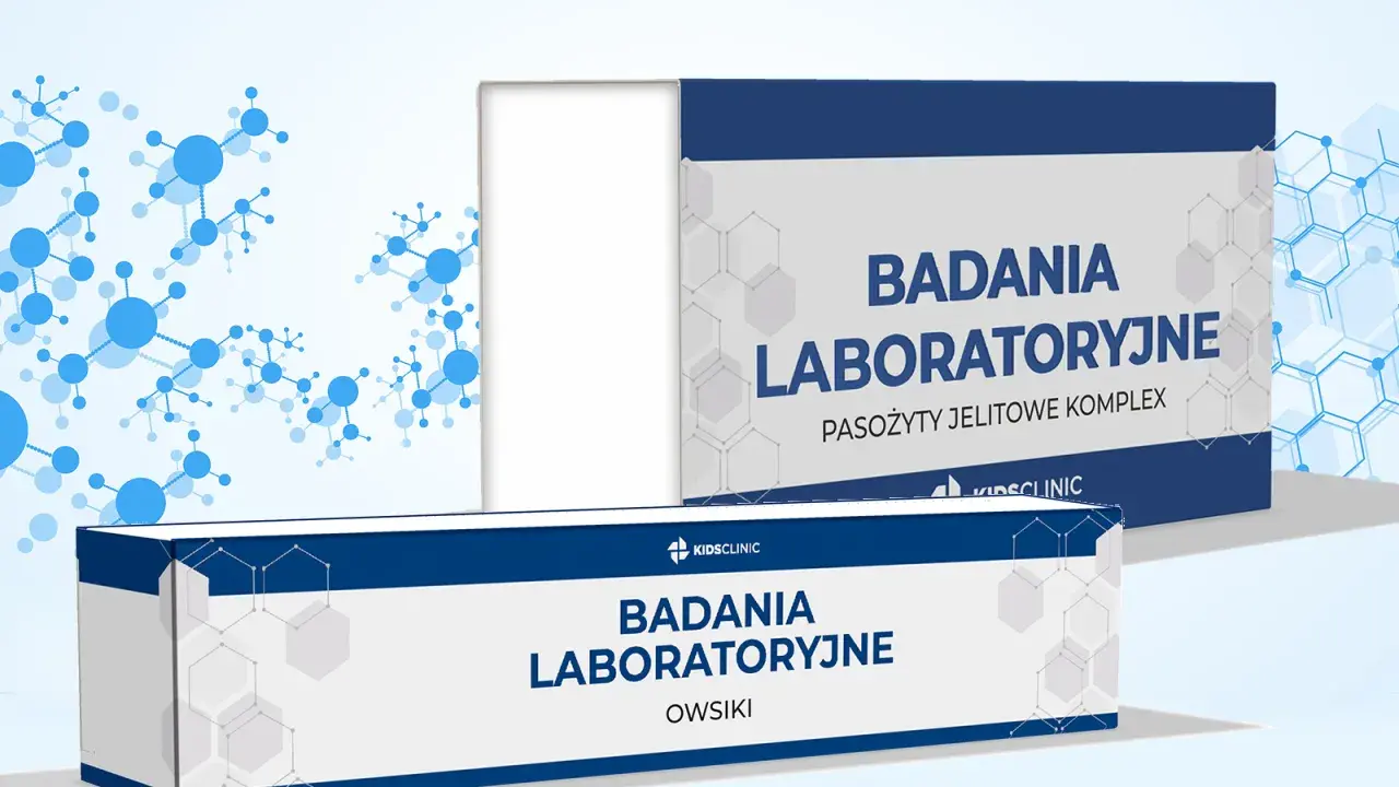 Domowy test na pasożyty jelitowe i owsiki. Zestawy badań laboratoryjnych Kidsclinic.