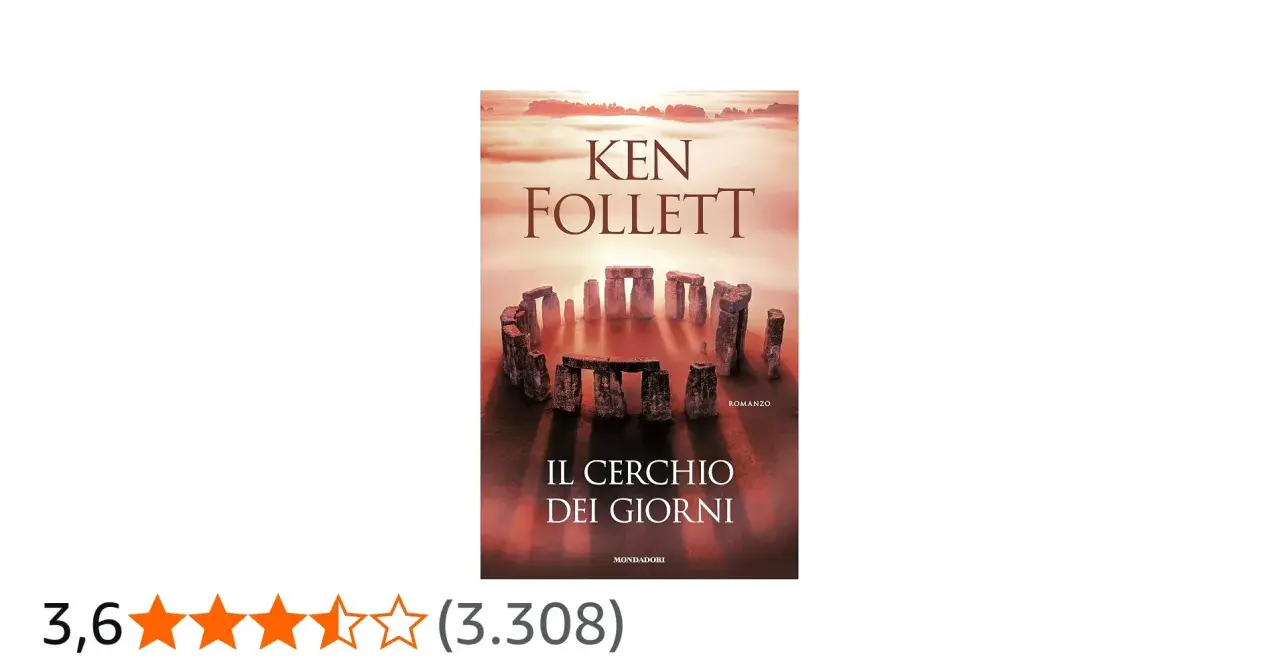 Copertina del ken follett ultimo libro, "Il cerchio dei giorni", con Stonehenge avvolto nella nebbia.