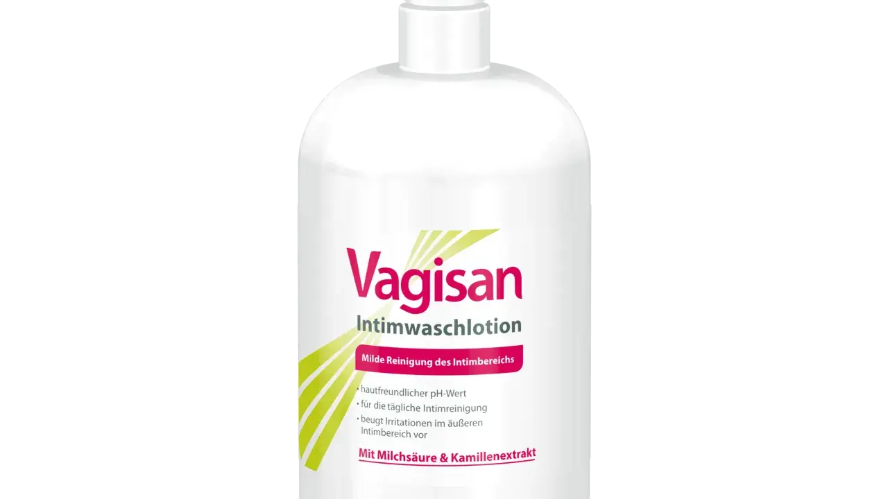 Vagisan Intimwaschlotion mit Milchsäure & Kamillenextrakt. Ein sanftes Putzmittel, ideal für die tägliche Intimhygiene, auch während der Schwangerschaft.