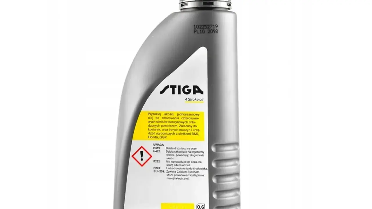 Olej STIGA 4 Stroke oil SAE 30. To wysokiej jakości olej jednosezonowy do silników czterosuwowych, idealny do kosiarek i innych urządzeń ogrodniczych.