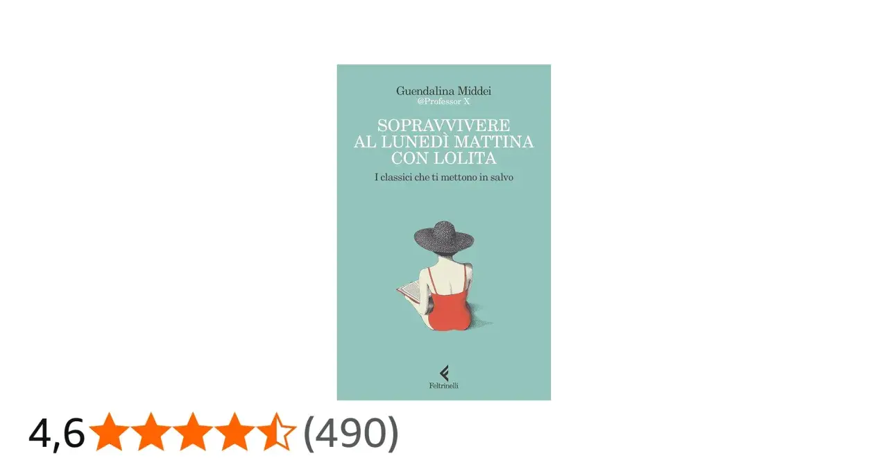 Copertina del libro "Sopravvivere al lunedì mattina con Lolita" di Guendalina Middei. Una ragazza con cappello legge un libro.