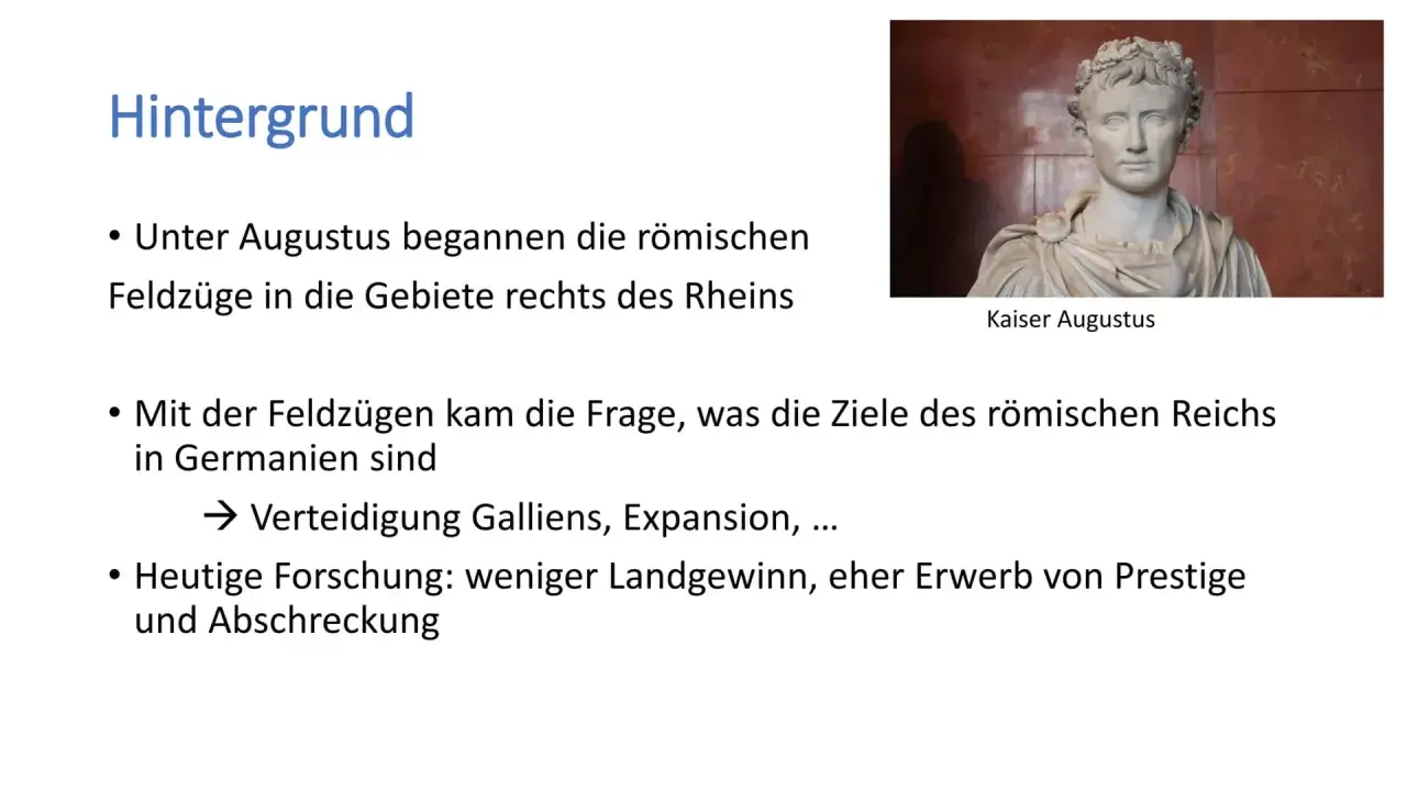 Büste von Kaiser Augustus, unter dem römische Feldzüge begannen. Die Frage, wann war die Schlacht im Teutoburger Wald, wird im Kontext dieser Expansion diskutiert.