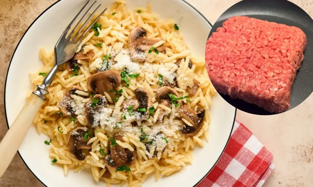 Makaron z grzybami i parmezanem, obok surowe mięso mielone. Zastanawiasz się, jakie przyprawy do mięsa mielonego wybrać, by danie było pyszne?
