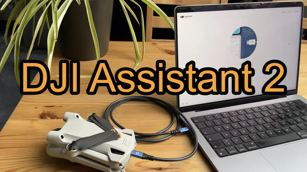DJI Assistant 2 PC Software verbindet eine Drohne mit einem Laptop.