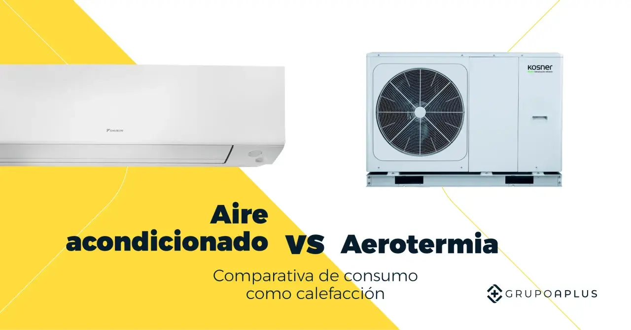 Unidad interior de aire acondicionado Daikin y unidad exterior de aerotermia Kosner. Comparativa de consumo como calefacción para combatir el calor.