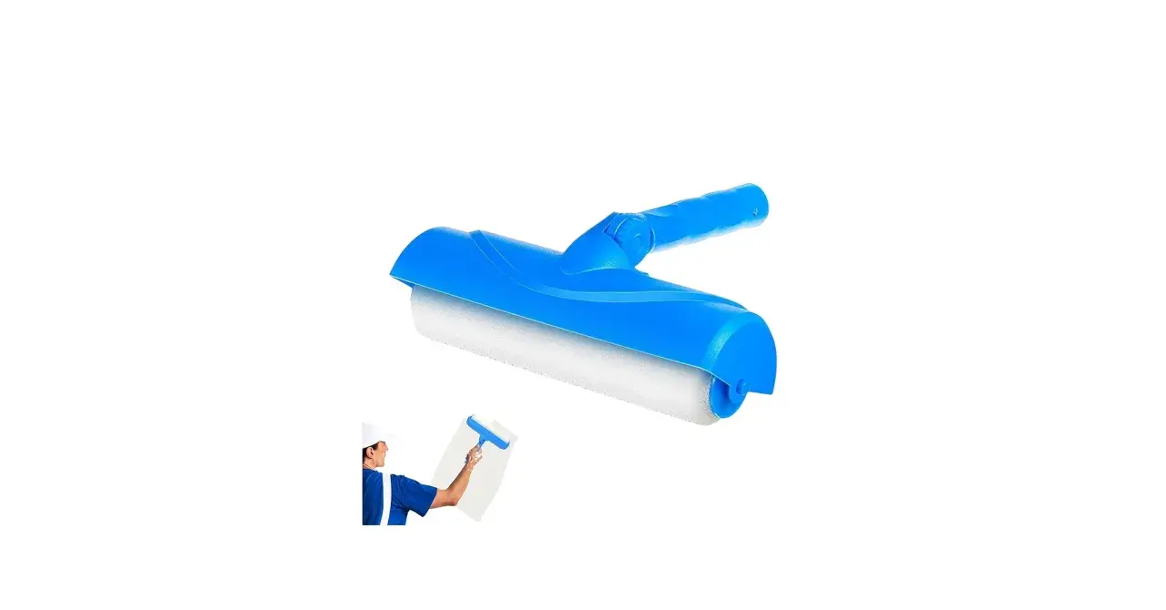 Rodillo pintar techo azul, ideal para renovar espacios. Un pintor lo usa para pintar una pared.