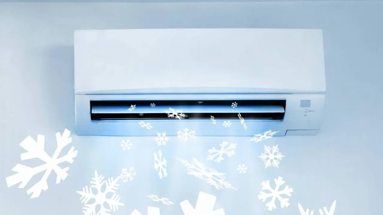 Climatisation moderne diffusant des flocons de neige, une traduction cool pour un confort optimal.