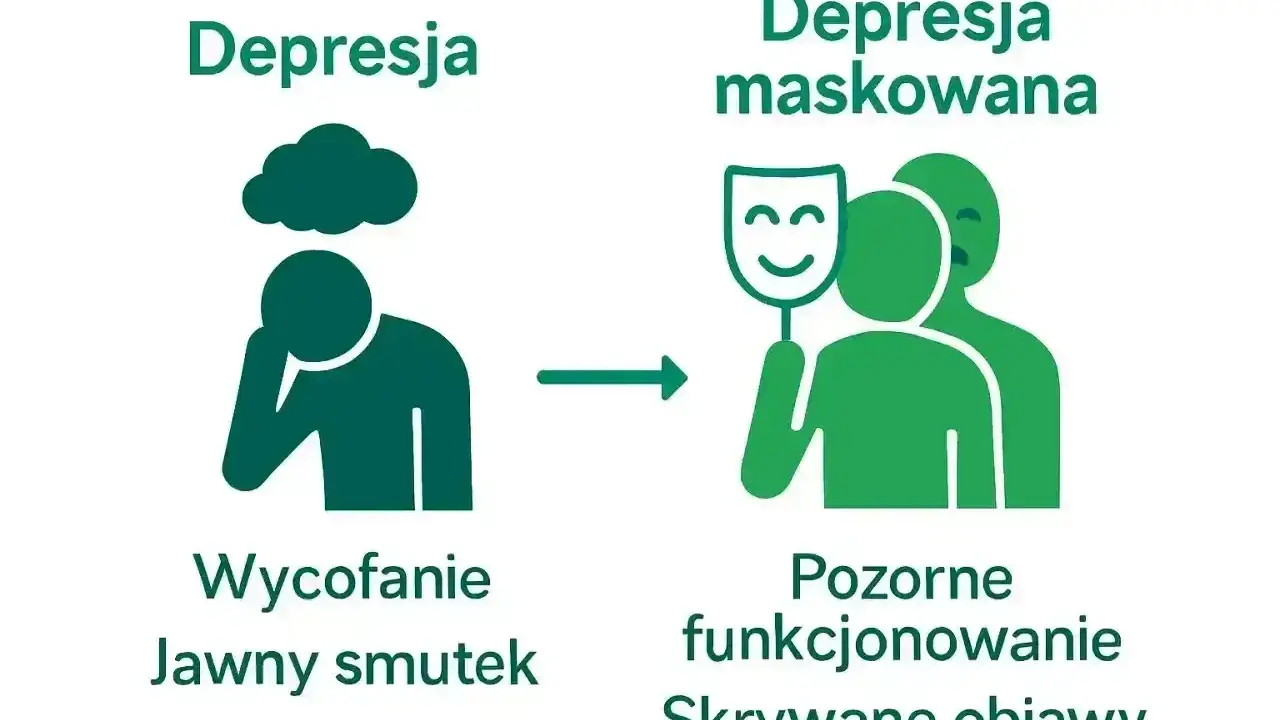 Depresja maskowana: smutek ukryty za uśmiechniętą maską, pozorne funkcjonowanie, skrywane objawy.