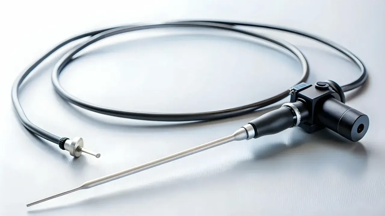 Cystoskopia przygotowanie: nowoczesny cystoskop z kablem i końcówką do diagnostyki.