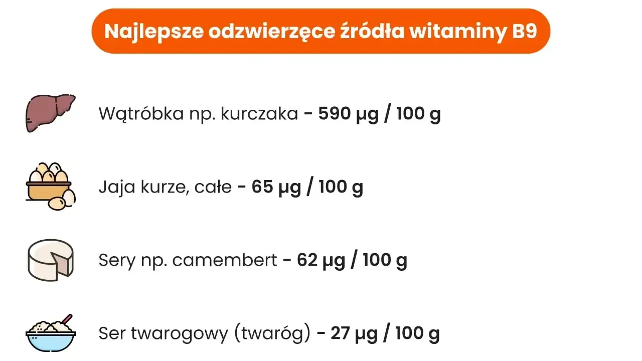 Wątróbka, jaja, sery camembert i twaróg to najlepsze odzwierzęce źródła witaminy B9.