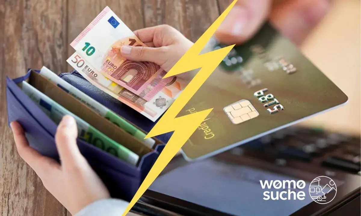 Euro-Scheine in einer Brieftasche und eine Kreditkarte werden gezeigt. Ja, kann man in Spanien mit Euro bezahlen.