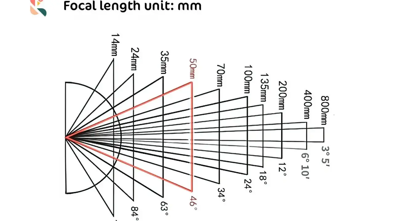 Schema che illustra come la lunghezza focale (mm) influenzi l'angolo di visione. Un esempio di foto zoom con diverse lunghezze focali.