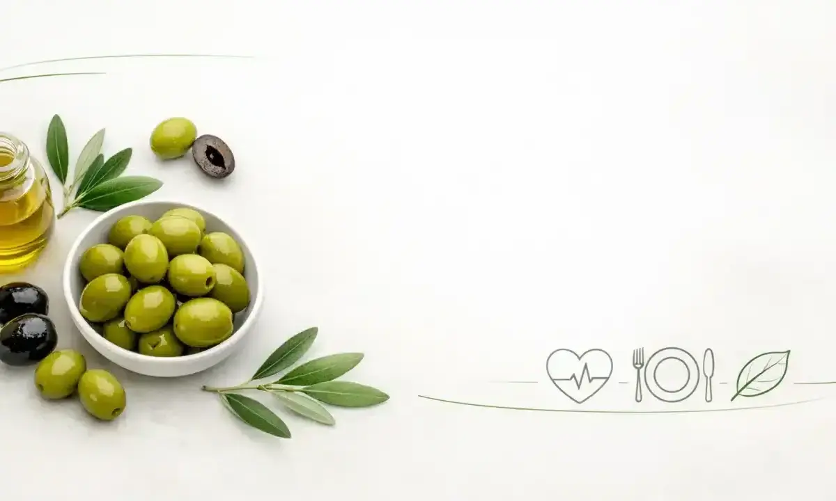 Zielone i czarne oliwki, oliwa z oliwek i gałązki oliwne. Zastanawiasz się nad oliwki kcal?