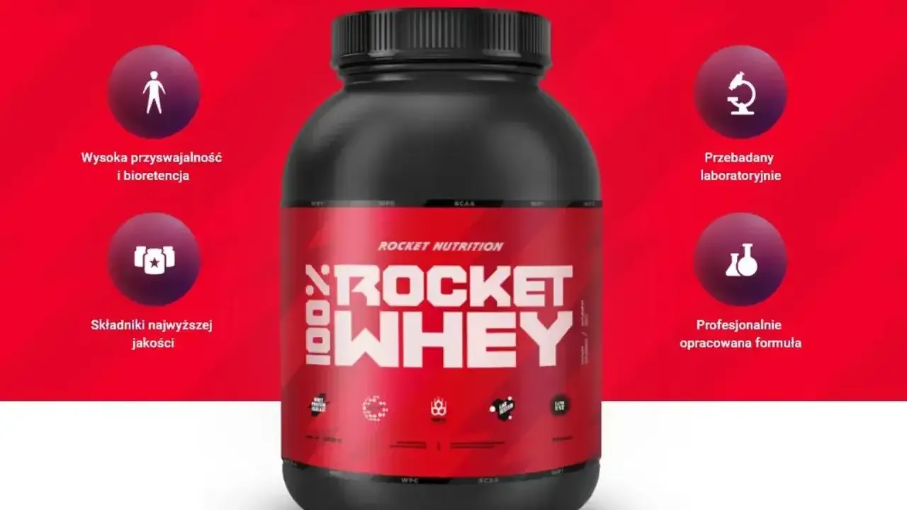 Suplement Rocket Nutrition 100% Whey. Wysoka przyswajalność, składniki najwyższej jakości. To nie kazeina, co to jest? To białko serwatkowe!