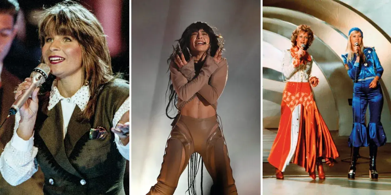 Sveriges vinster i Eurovision: Carola, Loreen och ABBA, ikoner som representerar Sveriges musikaliska framgångar.