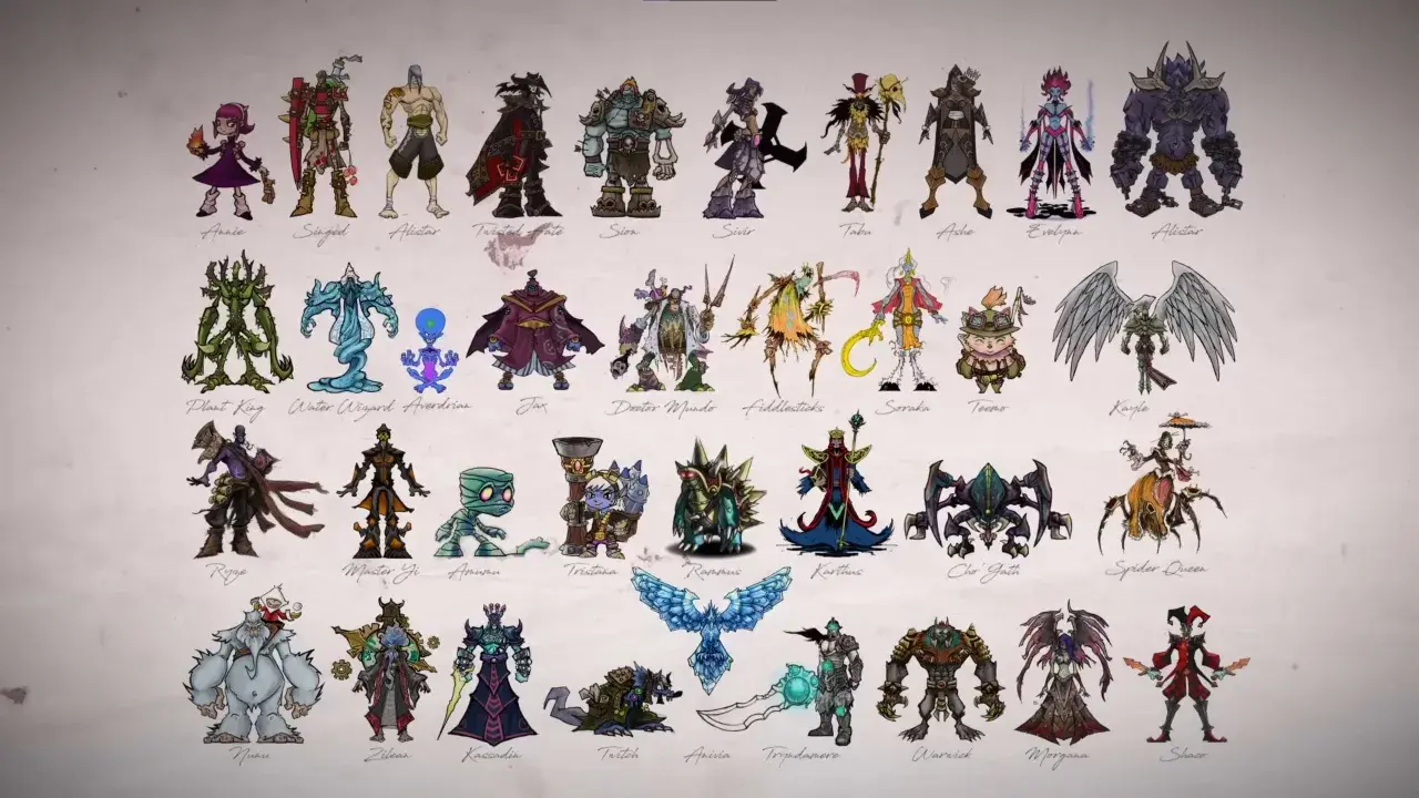 Kolekcja lol postacie 2012: Annie, Singed, Alistar, Sion, Sivir, Ashe, Evelynn, Plant King, Jax, Doctor Mundo, Fiddlesticks, Soraka, Teemo, Ryze, Master Yi, Amumu, Tristana, Rammus, Karthus, Cho'Gath, Spider Queen, Nunu, Zilean, Kassadin, Twitch, Anivi...