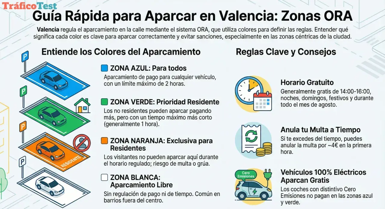 Guía de aparcamiento en Valencia: Zonas ORA. Los hibridos pagan zona azul, pero los eléctricos 100% son gratis.