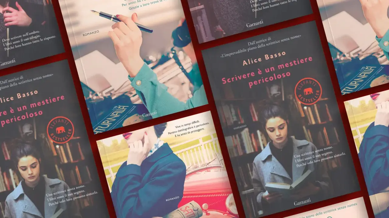 Copertine di libri di Alice Basso, tra cui "Il grido della rosa" e "Scrivere è un mestiere pericoloso".