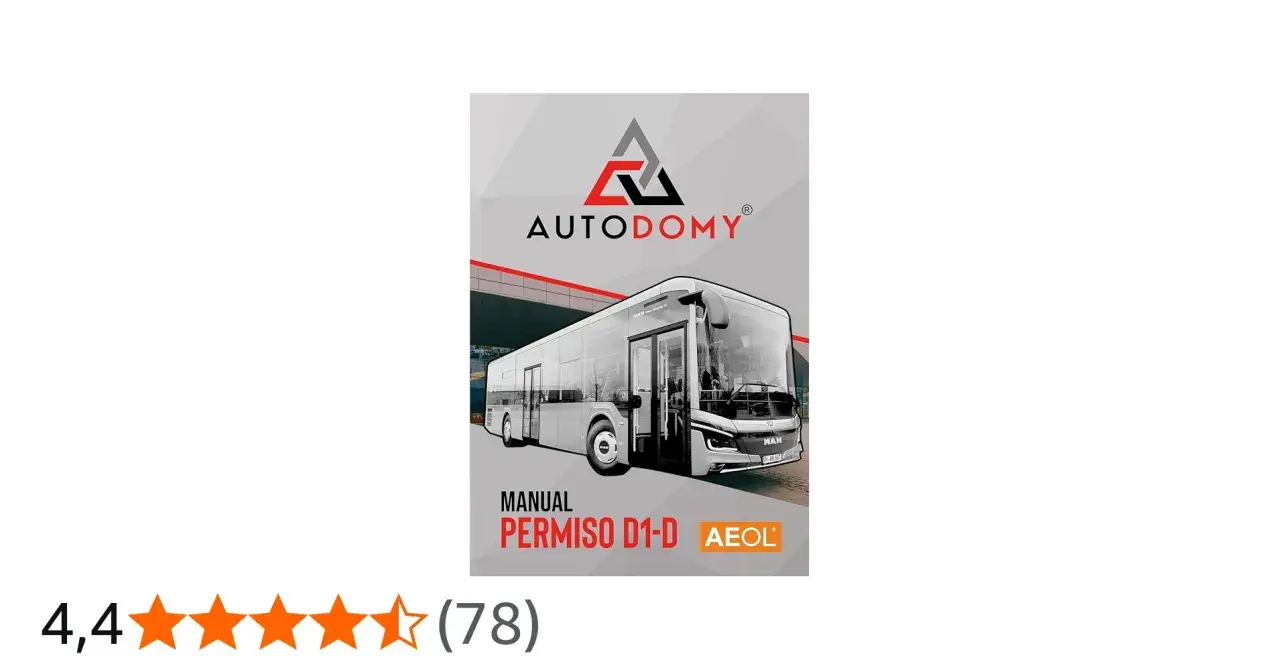 Manual para obtener el carnet D de autobús, con imagen de un bus MAN y logo de AUTODOMY.