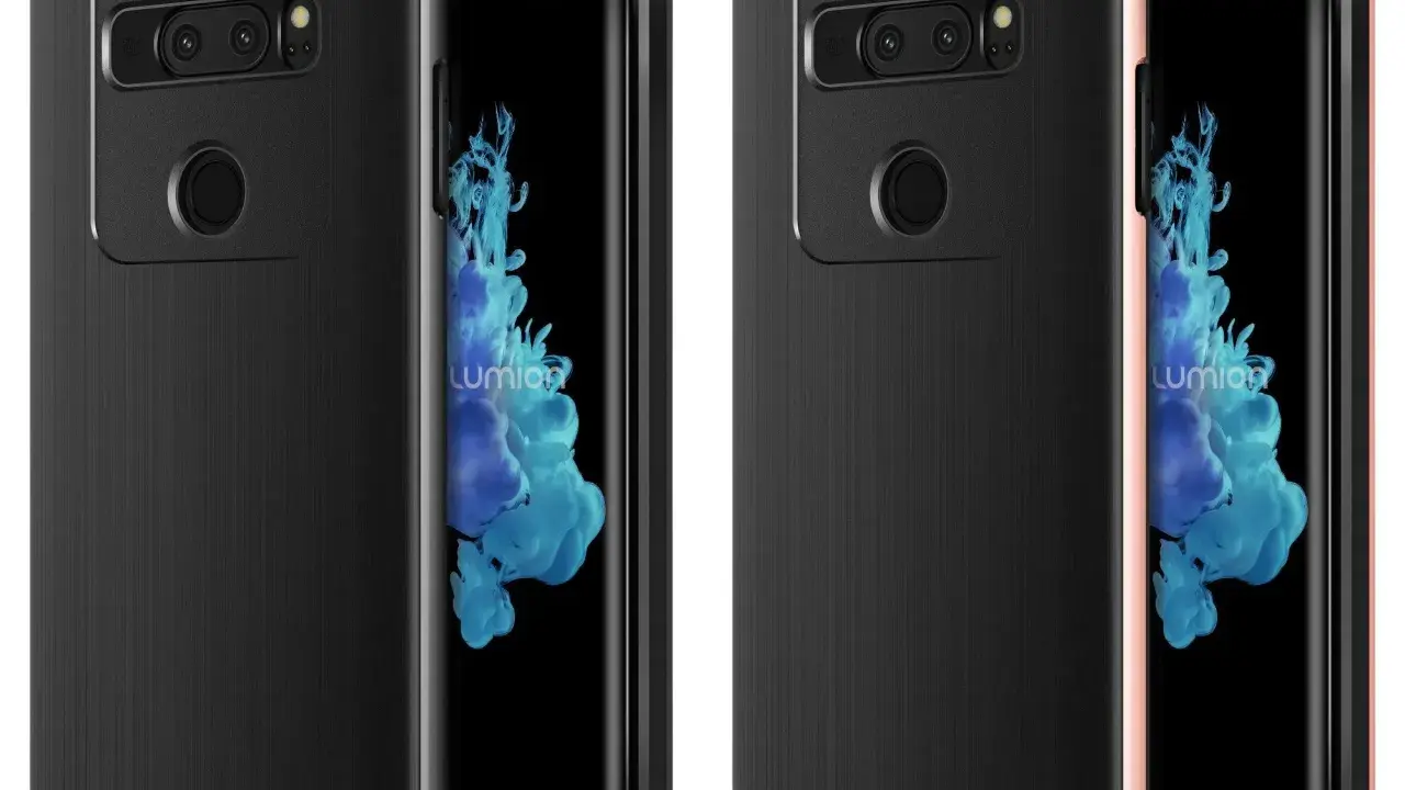 Dwa etui LG V30: czarne z teksturą i różowe ze złotą ramką. Oba z wycięciami na aparat i czytnik linii papilarnych.