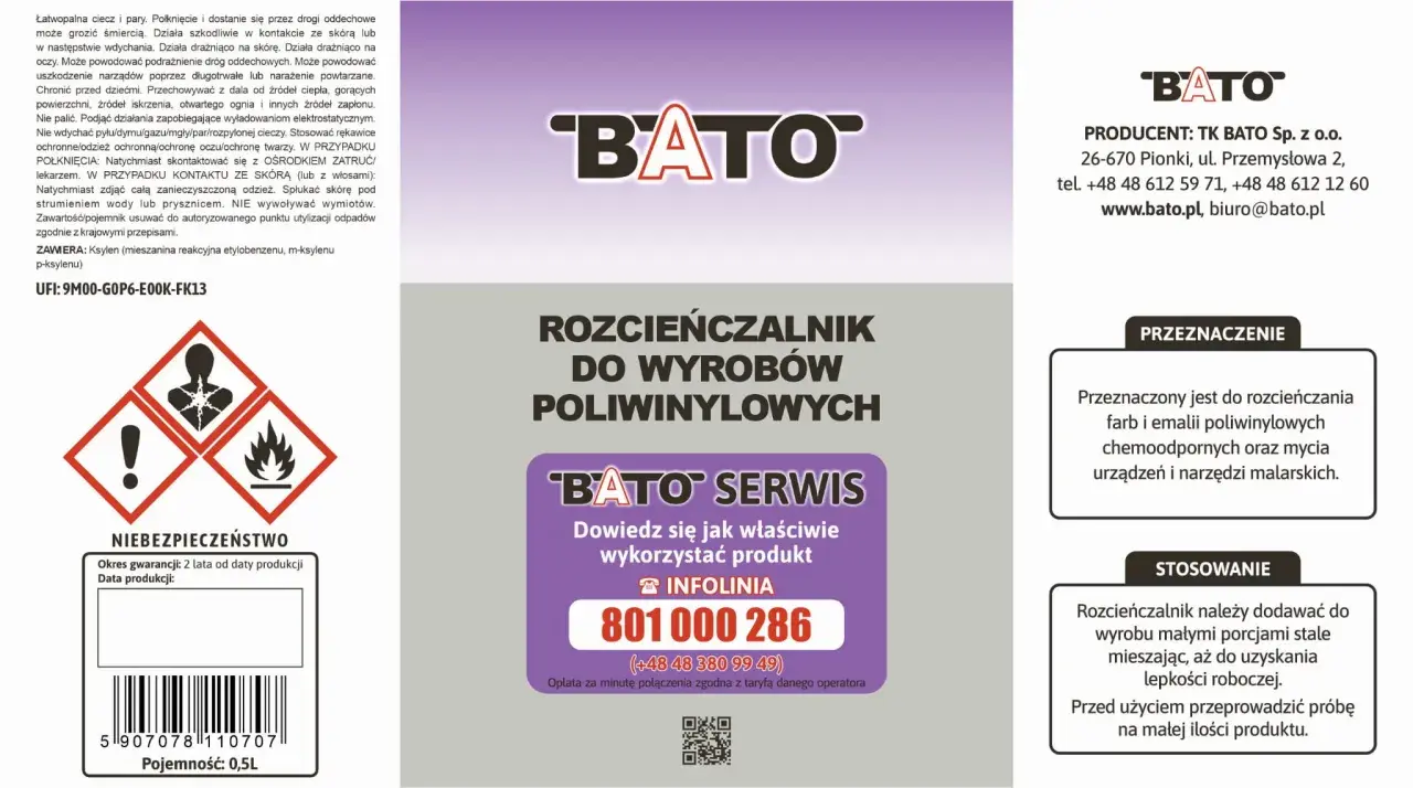 Rozcieńczalnik do wyrobów poliwinylowych BATO. Dowiedz się, czym rozcieńczyć farbę do metalu, aby uzyskać idealną lepkość roboczą.