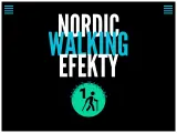 Napis "NORDIC WALKING EFEKTY" z ikoną osoby z kijkami. Odkryj korzyści z nordic walking!
