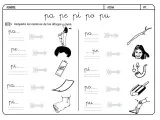 Fichas letra p: une sílabas con dibujos. Incluye "pa", "pe", "pi", "po", "pu".