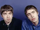 Les frères Gallagher, membres de Oasis, posent pour un portrait.