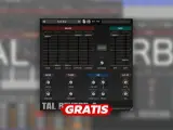 Interfejs wtyczki TAL Reverb 4 z suwakami i pokrętłami do kształtowania dźwięku. Napis "GRATIS" na czerwonym tle.