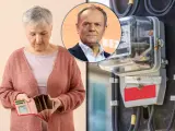 Zmartwiona starsza pani z pustym portfelem i licznik energii elektrycznej. Czy bon energetyczny 2026 przyniesie ulgę?