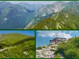 Widok na malownicze szlaki w Tatrach, z zielonymi zboczami i kamienistymi ścieżkami prowadzącymi ku górze.