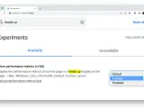 Strona chrome://flags z wyszukaniem "heads up". Opcja "Show performance metrics in HUD" jest włączona.