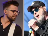 Strachy na lachy: dwaj muzycy na scenie. Jeden w okularach i czarnej koszuli, drugi w czapce, okularach przeciwsłonecznych i z mikrofonem.
