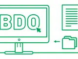 Komputer z napisem BDO, dokument i folder. KPO w BDO to proces zarządzania danymi.