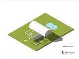 Ilustracja przedstawia schemat działki z budynkiem, gdzie zielona przestrzeń to powierzchnia biologicznie czynna definicja.