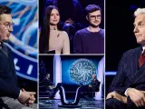 Uczestnicy i prowadzący w programie "Milionerzy" w TV. Widzowie czekają na emocje i wielkie wygrane.