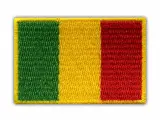 Naszywka z flagą Mali, pionowe pasy zielony, żółty, czerwony, otoczone żółtą ramką.