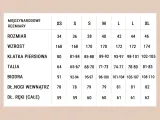 Tabela rozmiarów od XS do XL. Sprawdź, jaki to rozmiar, porównując swój wzrost, obwód klatki, talii, bioder i długość ręki.