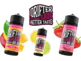 Tres botellas de jugos Drifter con sabores frutales: Mango Ice, Lemon & Lime y Sweet Strawberry Ice. ¡Disfruta de los sabores Drifter!
