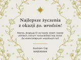 Najlepsze życzenia z okazji 80. urodzin dla Mamy od Marianny. Dziękuję za każdy uśmiech, który rozświetla mój świat. Kocham Cię!