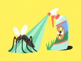 Un mosquito es rociado con insecticida. Aprende cómo fumigar mosquitos de forma efectiva.