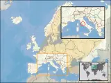 Mapa Europy z zaznaczonym Rzymem i Watykanem. Gdzie jest Watykan? Włochy, w obrębie Rzymu.
