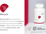 Niacyna, witamina B3, wspiera pracę mózgu i układu nerwowego, poprawiając nastrój. Opakowanie suplementu diety.